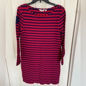 Vineyard Vines Red & Navy Striped Long Sleeve Knit Dress Size Small